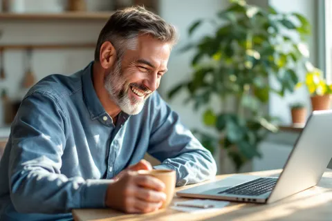 Illustratieve foto: man leest thuis een e-mail op zijn laptop